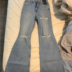 Levi's Light Blue Distressed Flared Jeans - Women